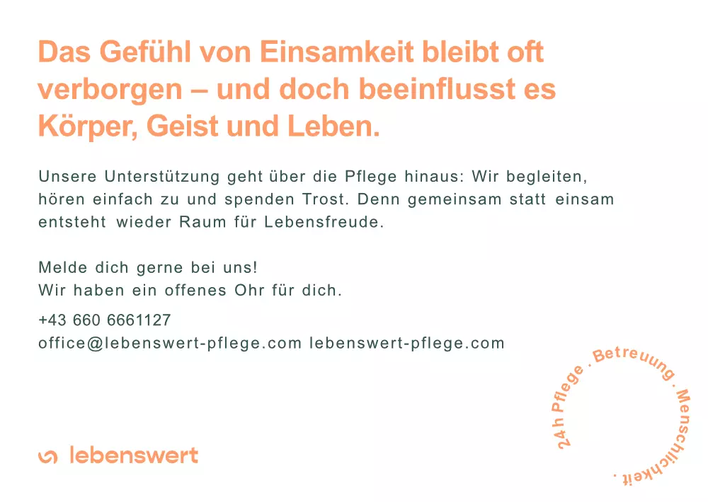 Einsamkeit – wir begleiten, hören zu und spenden Trost