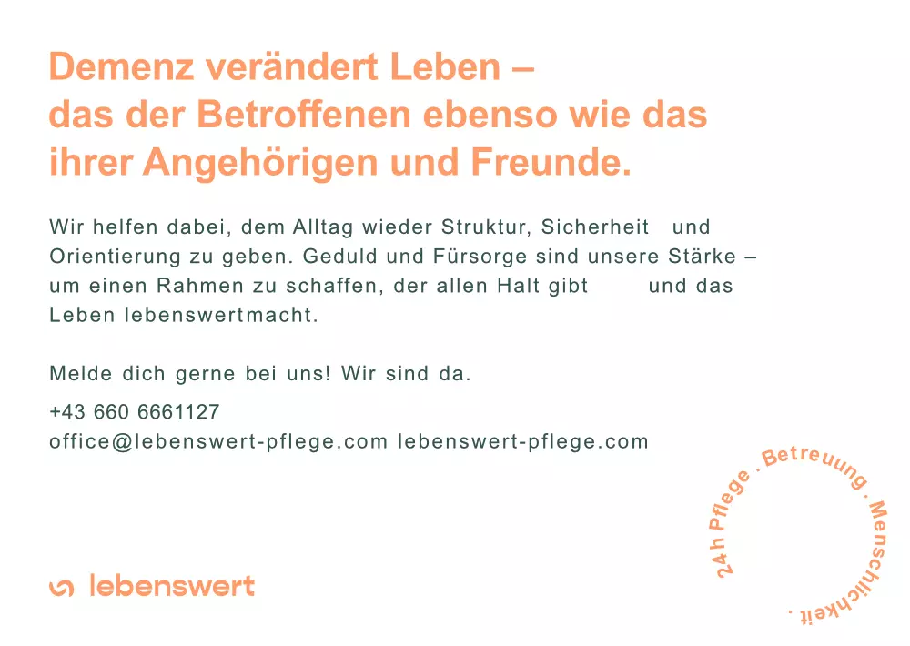 Demenz verändert Leben – wir helfen, dem Alltag wieder Struktur, Sicherheit und Orientierung zu geben